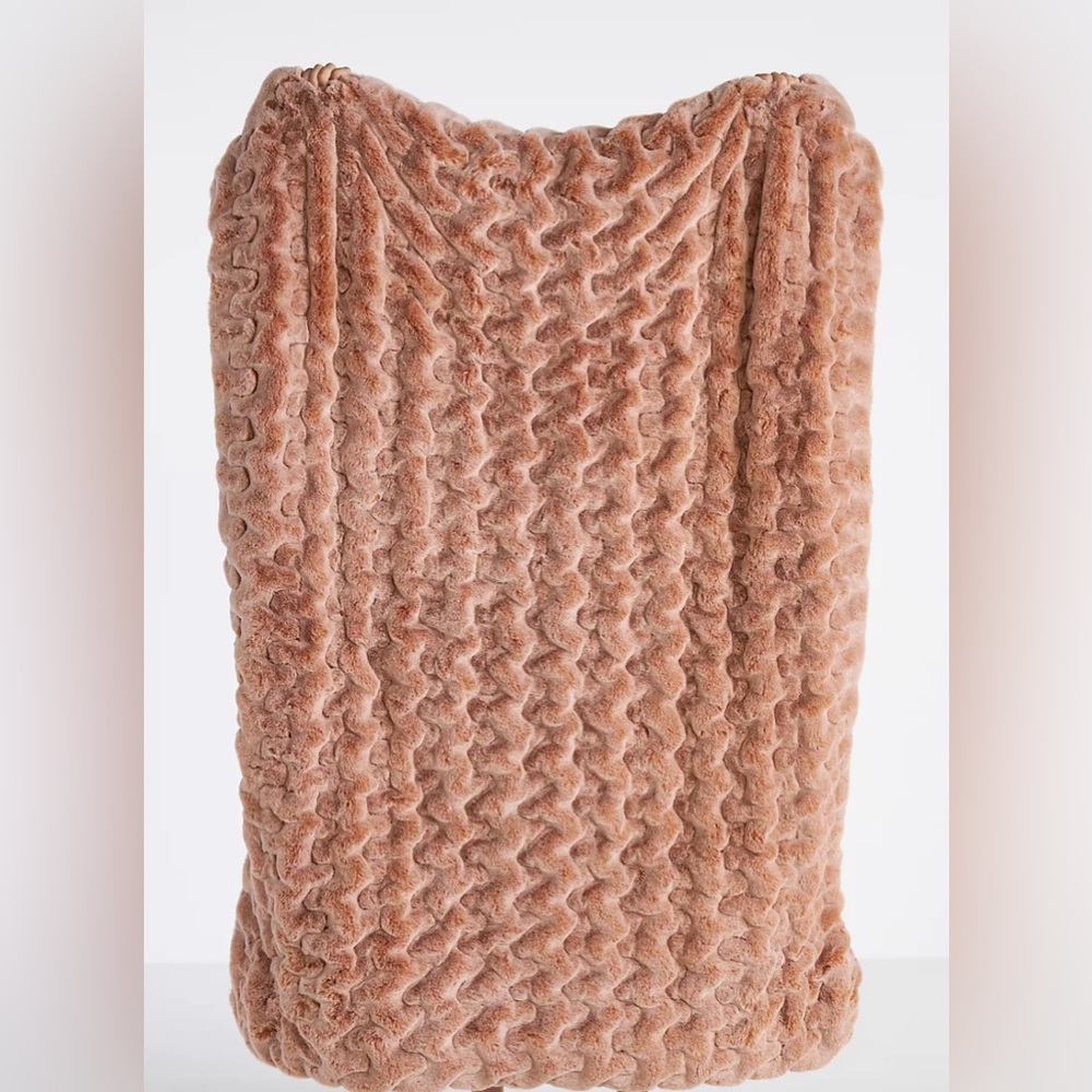Anthropologie Luxe Faux Fur Throw Blanket